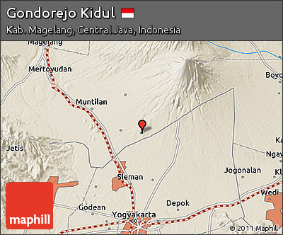 Shaded Relief 3D Map of Gondorejo Kidul