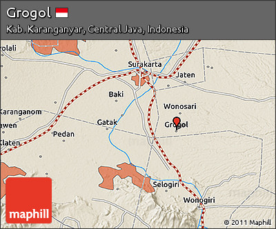 Shaded Relief 3D Map of Grogol