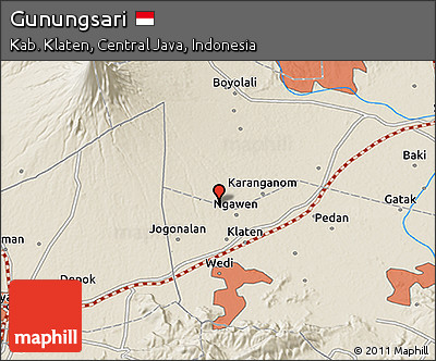 Shaded Relief 3D Map of Gunungsari