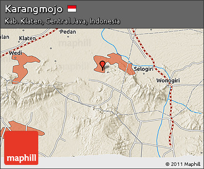 Shaded Relief 3D Map of Karangmojo