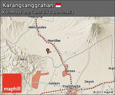 Shaded Relief 3D Map of Karangsanggrahan