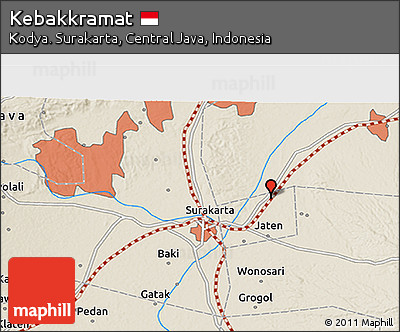 Shaded Relief 3D Map of Kebakkramat