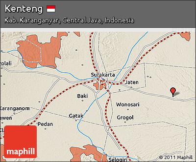Shaded Relief 3D Map of Kenteng
