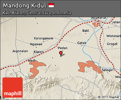 Shaded Relief 3D Map of Mandong Kidul