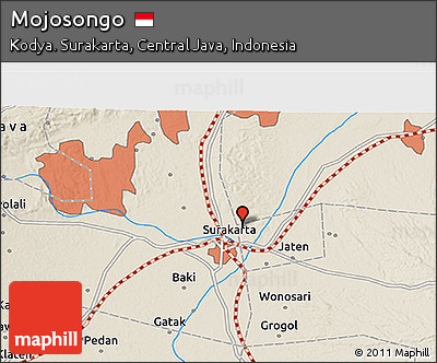 Shaded Relief 3D Map of Mojosongo