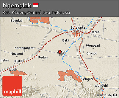 Shaded Relief 3D Map of Ngemplak