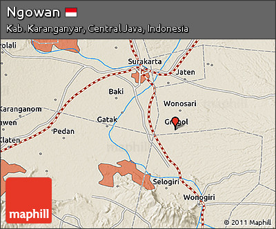 Shaded Relief 3D Map of Ngowan
