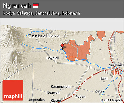 Shaded Relief 3D Map of Ngrancah