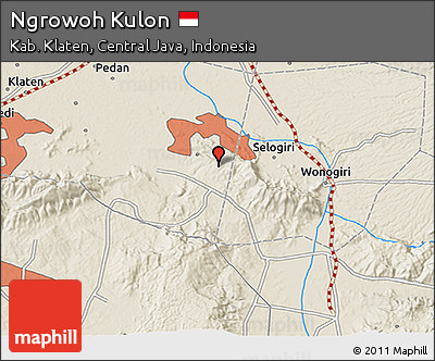 Shaded Relief 3D Map of Ngrowoh Kulon