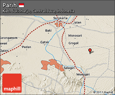 Shaded Relief 3D Map of Parih