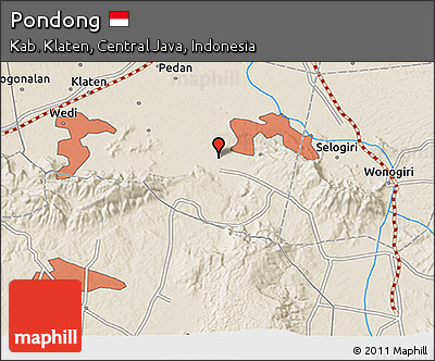 Shaded Relief 3D Map of Pondong