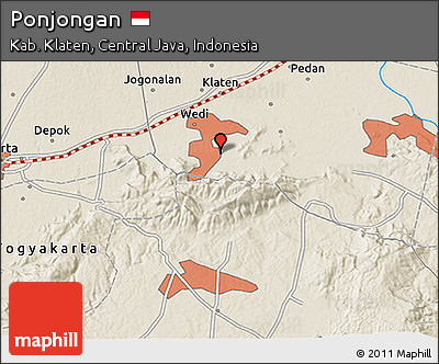 Shaded Relief 3D Map of Ponjongan