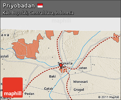 Shaded Relief 3D Map of Priyobadan