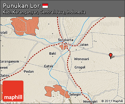 Shaded Relief 3D Map of Punukan Lor