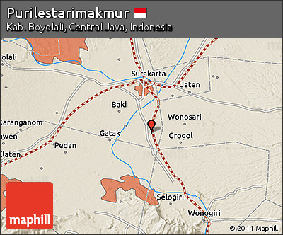 Shaded Relief 3D Map of Purilestarimakmur