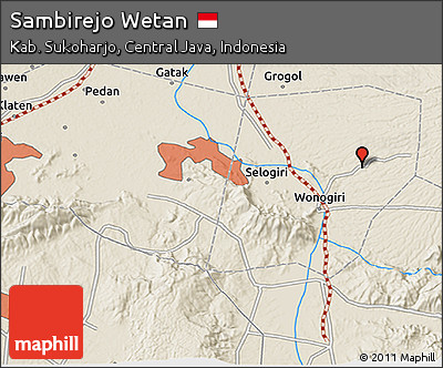 Shaded Relief 3D Map of Sambirejo Wetan
