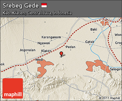 Shaded Relief 3D Map of Srebeg Gede