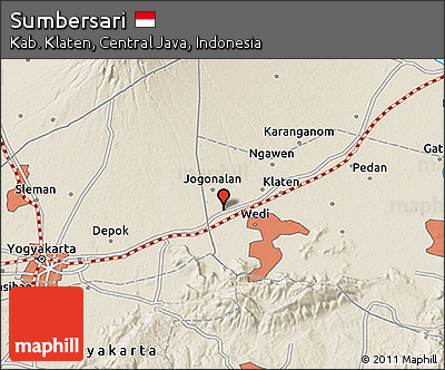 Shaded Relief 3D Map of Sumbersari
