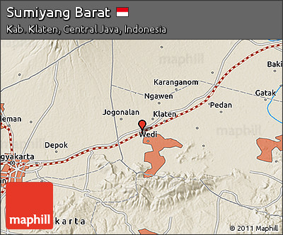 Shaded Relief 3D Map of Sumiyang Barat