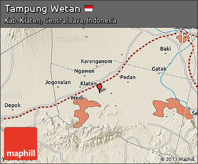 Shaded Relief 3D Map of Tampung Wetan