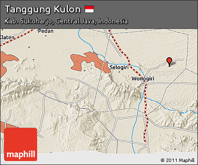 Shaded Relief 3D Map of Tanggung Kulon
