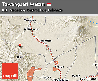 Shaded Relief 3D Map of Tawangsari Wetan