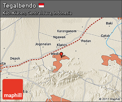 Shaded Relief 3D Map of Tegalbendo