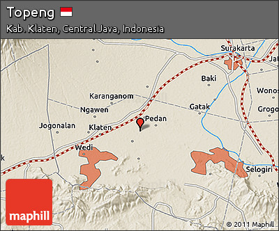 Shaded Relief 3D Map of Topeng