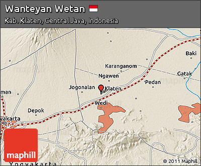 Shaded Relief 3D Map of Wanteyan Wetan