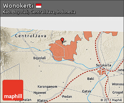 Shaded Relief 3D Map of Wonokerti