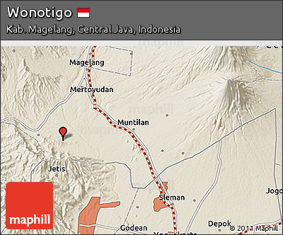 Shaded Relief 3D Map of Wonotigo