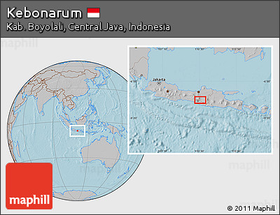 Gray Location Map of Kebonarum, hill shading