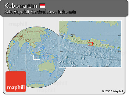 Savanna Style Location Map of Kebonarum, hill shading