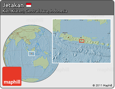 Savanna Style Location Map of Jetakan, hill shading