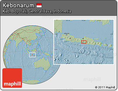 Savanna Style Location Map of Kebonarum, hill shading