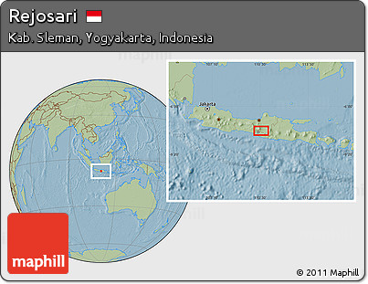 Savanna Style Location Map of Rejosari, hill shading