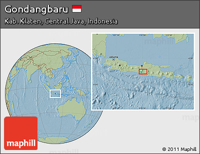 Savanna Style Location Map of Gondangbaru, hill shading