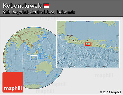 Savanna Style Location Map of Keboncluwak, hill shading