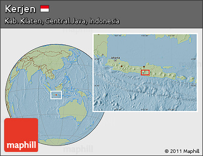Savanna Style Location Map of Kerjen, hill shading