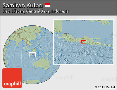 Savanna Style Location Map of Samiran Kulon, hill shading
