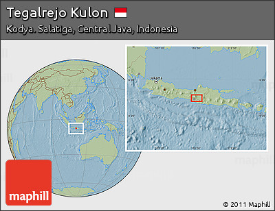 Savanna Style Location Map of Tegalrejo Kulon, hill shading