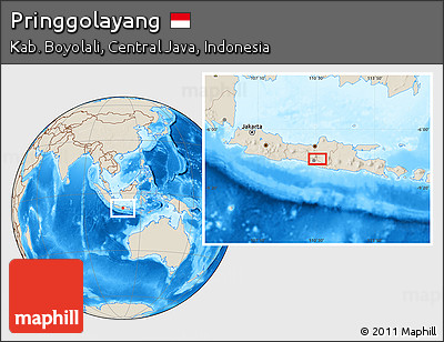 Shaded Relief Location Map of Pringgolayang