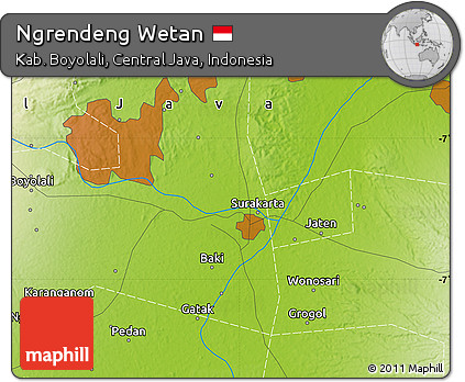 Physical Map of Ngrendeng Wetan