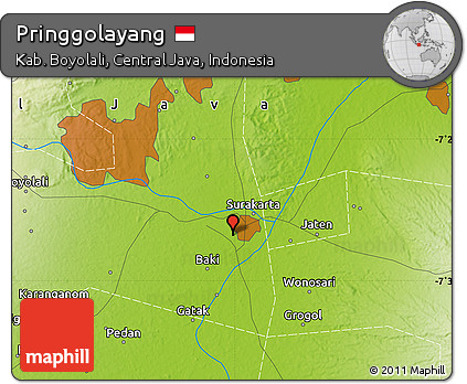 Physical Map of Pringgolayang