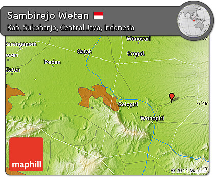 Physical Map of Sambirejo Wetan