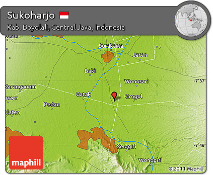 Physical Map of Sukoharjo