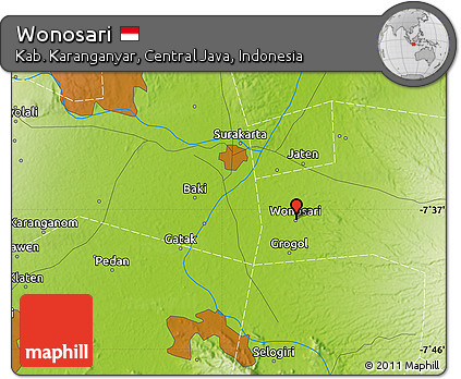 Physical Map of Wonosari