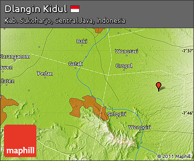 Physical Map of Dlangin Kidul