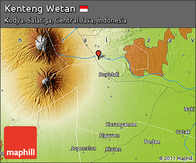Physical Map of Kenteng Wetan