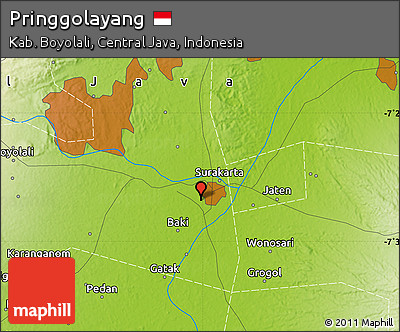 Physical Map of Pringgolayang